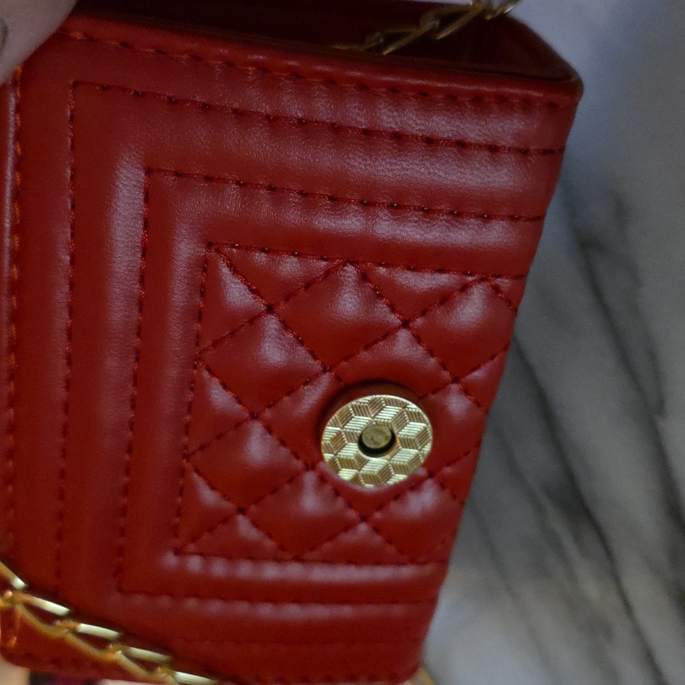 Red Quilted Chain Crossbody Bag ❤️ - Picture 11 of 12